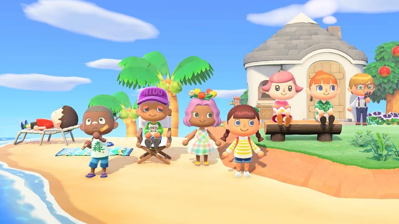 Vários personagens na praia