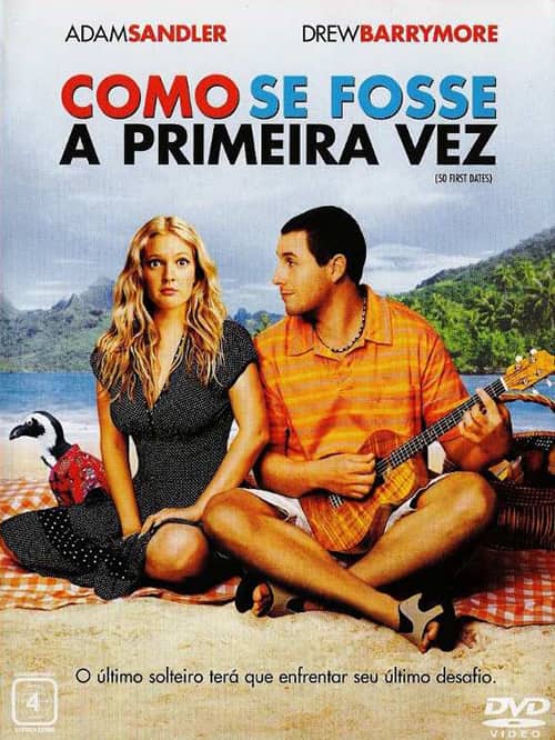 Capa de como se fosse a primeira vez, com os protagonistas sentados em uma praia, henry tocando um ukulele | filmes para o dia dos namorados